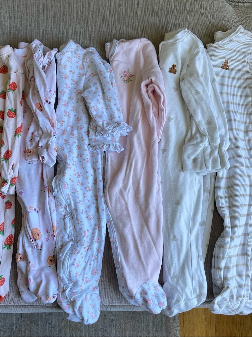 Baby Girls Footed Onesies - Pack of 6! In great condition!